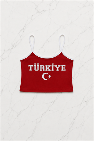 Türkiye Temalı Askılı Bluz Şort Takım