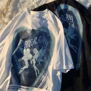 Beyaz Two Angels Oversize Unisex T-shirt