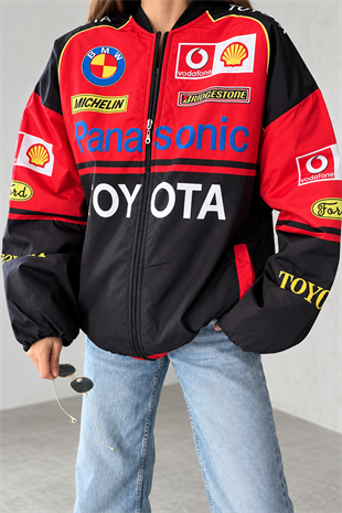 Unisex Oversize Toyota Baskılı Yarışçı Bomber Ceket