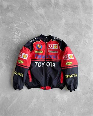 Unisex Oversize Toyota Baskılı Yarışçı Bomber Ceket
