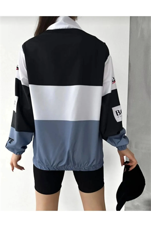 Unisex Oversize Warsteiner Baskılı Yarışçı Bomber Ceket