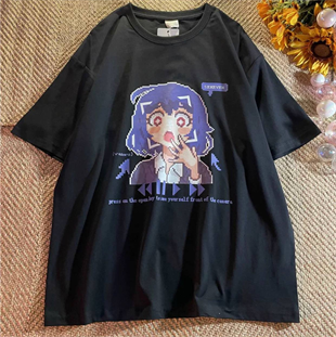 Venwu Seneven Detaylı Oversize Unisex Siyah T-shirt