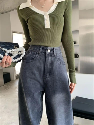 Vintage Siyah Taşlanmış Vintage Kot Pantolon