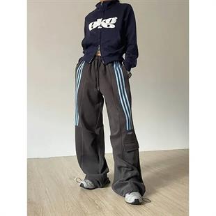 Gri Baggy Line Detail Unisex Eşofman Altı