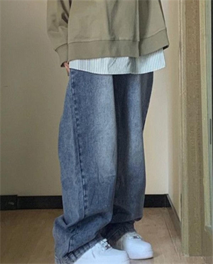 Y2k Mavi Yıkamalı Baggy Jean Bol Paça Pantolon