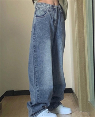Y2k Mavi Yıkamalı Baggy Jean Bol Paça Pantolon