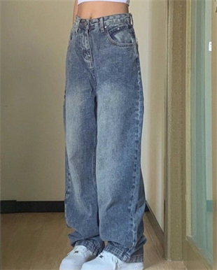 Y2k Mavi Yıkamalı Baggy Jean Bol Paça Pantolon