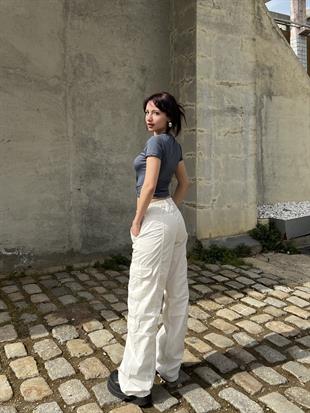 Y2k Cargo Pocket Baggy White Pants