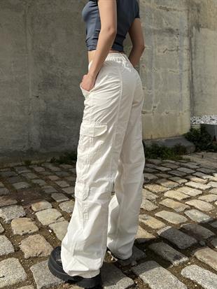 Y2k Cargo Pocket Baggy White Pants