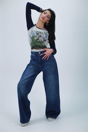 Y2k Extra Mavi Baggy Unisex Yıkamalı Pantolon