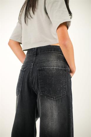 Y2k Extra Siyah Baggy Unisex Yıkamalı Pantolon