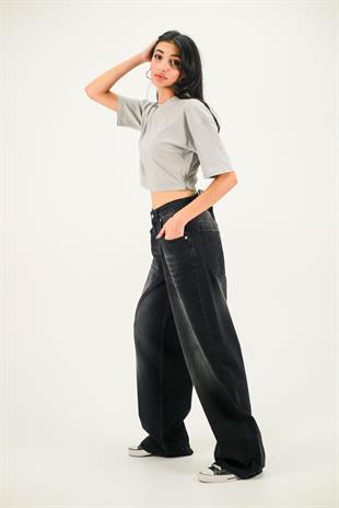 Y2k Extra Siyah Baggy Unisex Yıkamalı Pantolon