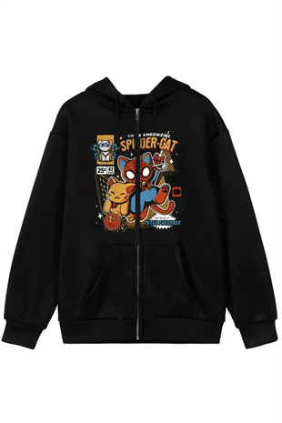 Y2k Harajuku Spider Cat Detail Oversize Hırka