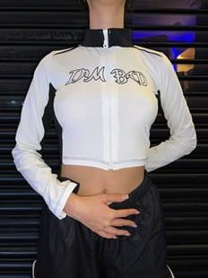 Y2k I am Bad Line Detail Uzun Kollu Croptop