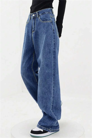 Y2k Mavi Yıkamalı Baggy Jean