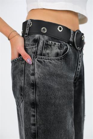 Y2k Siyah Baggy Unisex Oversize Butterfly Nakış Detail Pantolon