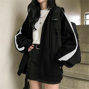 Y2k Siyah beyaz Line Detail Oversize Hırka