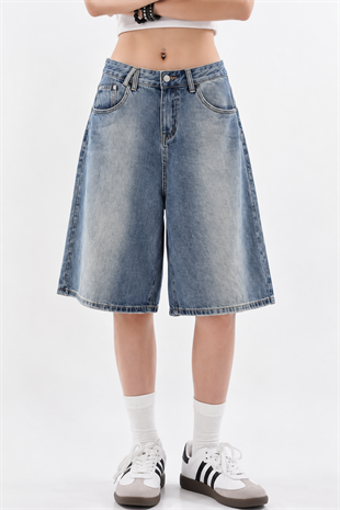 Y2k Trend Baggy Jean Şort Bermuda