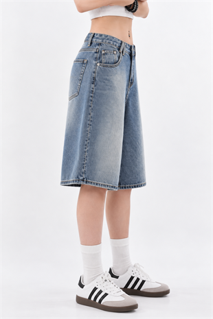 Y2k Trend Baggy Jean Şort Bermuda