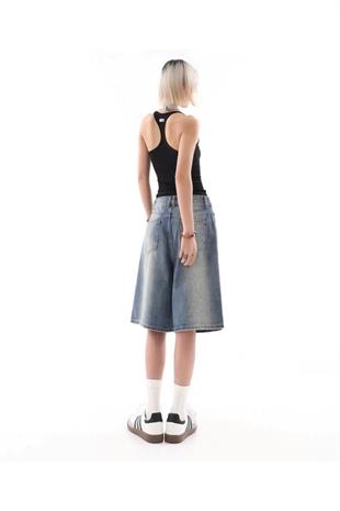 Y2k Trend Baggy Jean Şort Bermuda