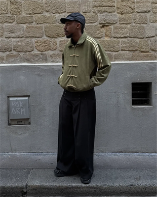 Y2k Üç Çizgili Koyu Yeşil Vintage Oversize Unisex Ceket (3 iplik)