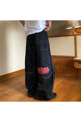 Y2k Vintage Graffiti Desenli Retro Baggy Unisex Jean
