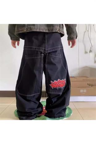 Y2k Vintage Graffiti Desenli Retro Baggy Unisex Jean