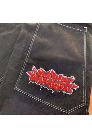 Y2k Vintage Graffiti Desenli Retro Baggy Unisex Jean