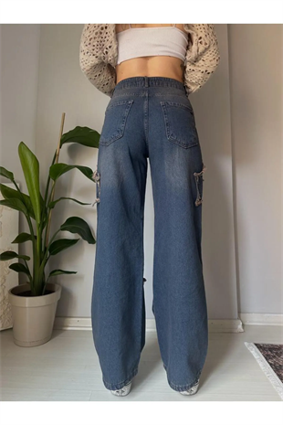 Y2k Yıldız Detail Bol Paça Relax Unisex Tech Pantolon