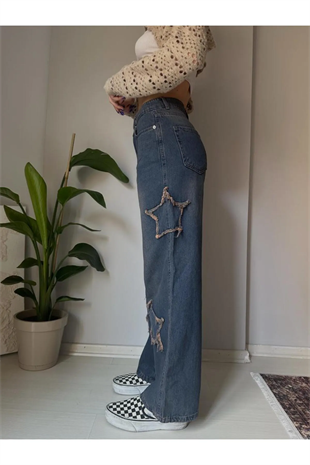 Y2k Yıldız Detail Bol Paça Relax Unisex Tech Pantolon