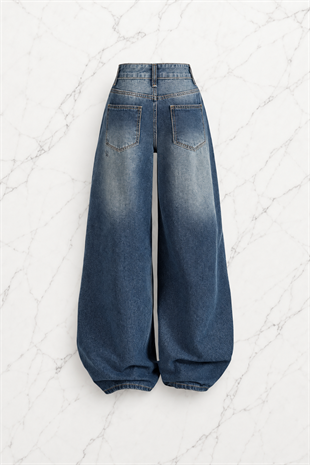 Yeşil Tint Baggy Salaş Cepli Bol Kesim Kot Pantolon