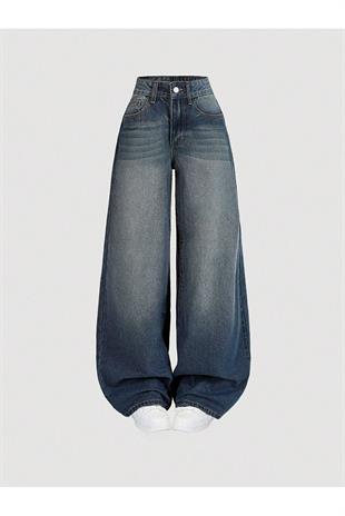 Yeşil Tint Baggy Salaş Cepli Bol Kesim Kot Pantolon