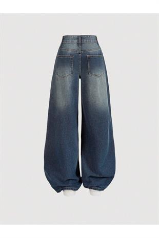 Yeşil Tint Baggy Salaş Cepli Bol Kesim Kot Pantolon