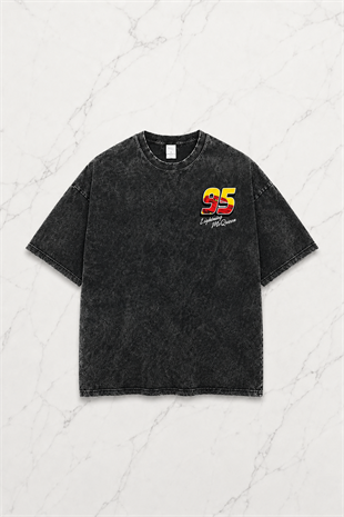 Yıkamalı McQueen Baskılı Unisex Oversize T-shirt