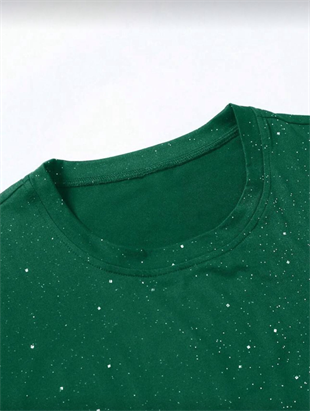 Zümrüt Shine Parıltılı Simli Oversize Unisex T-shirt