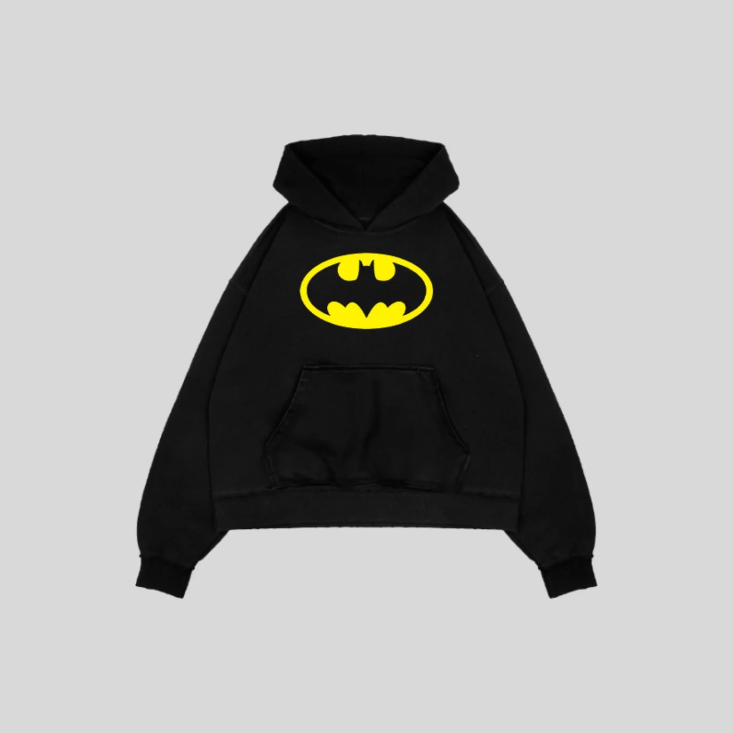  3 İplik Siyah Batman Kapüşonlu Sweatshirt