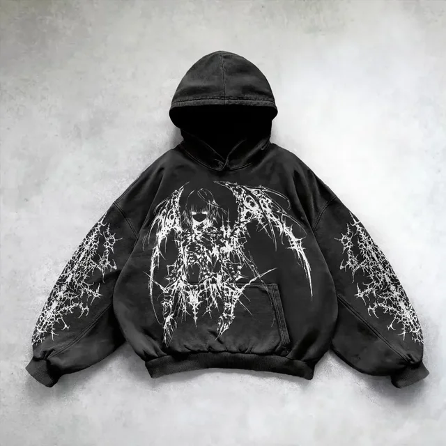  Siyah Warrior Dagger Woman Gothic Kapüşonlu Sweatshirt
