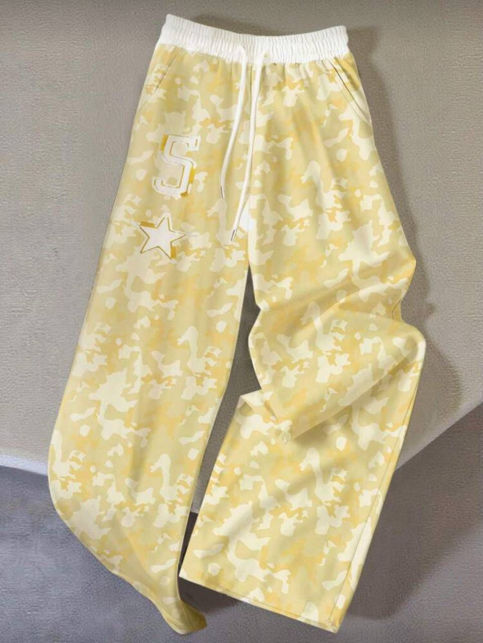 5 Star Sarı Kamuflaj Nakışlı Baggy Unisex Eşofman Altı