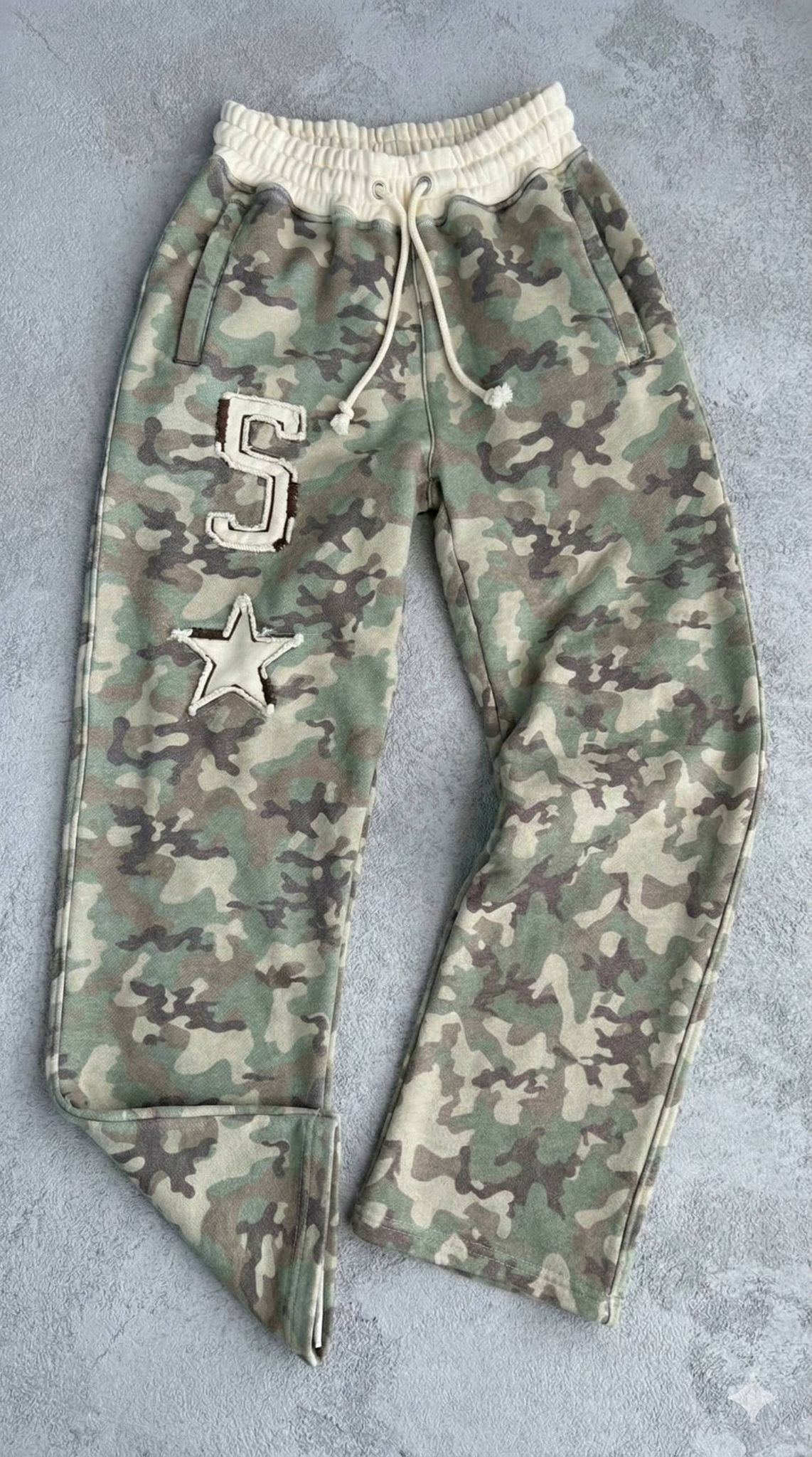 5 Star Yeşil Kamuflaj Nakışlı Baggy Unisex Eşofman Altı
