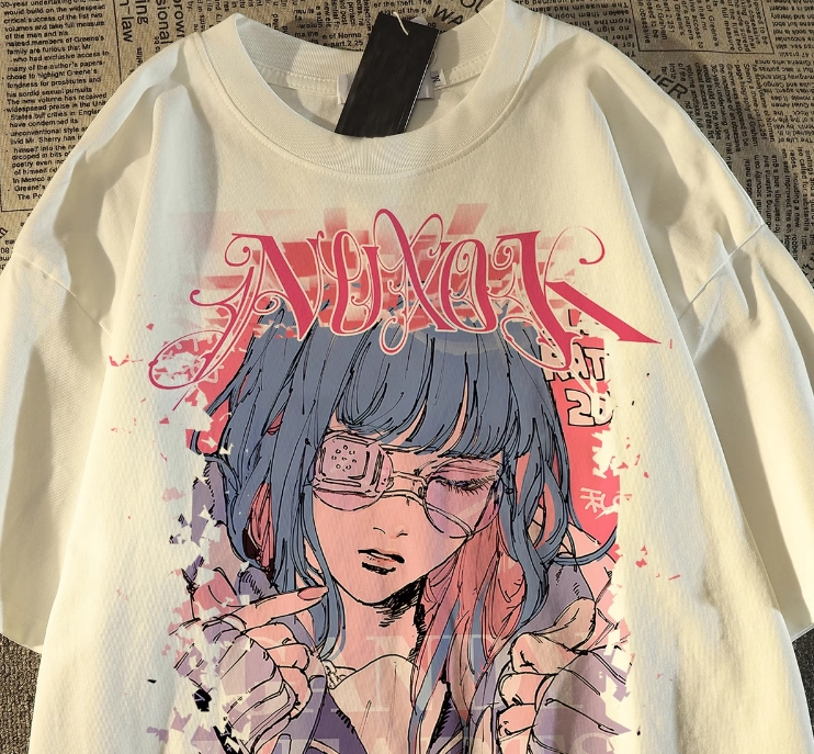 Angels Anime Oversize Unisex Beyaz T-shirt