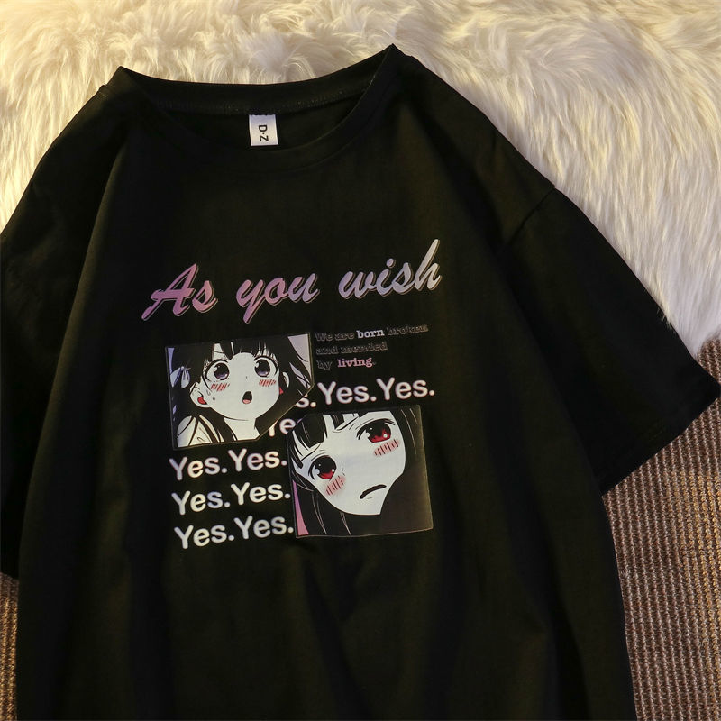 As You Wish Detaylı Oversize Unisex Siyah T-shirt