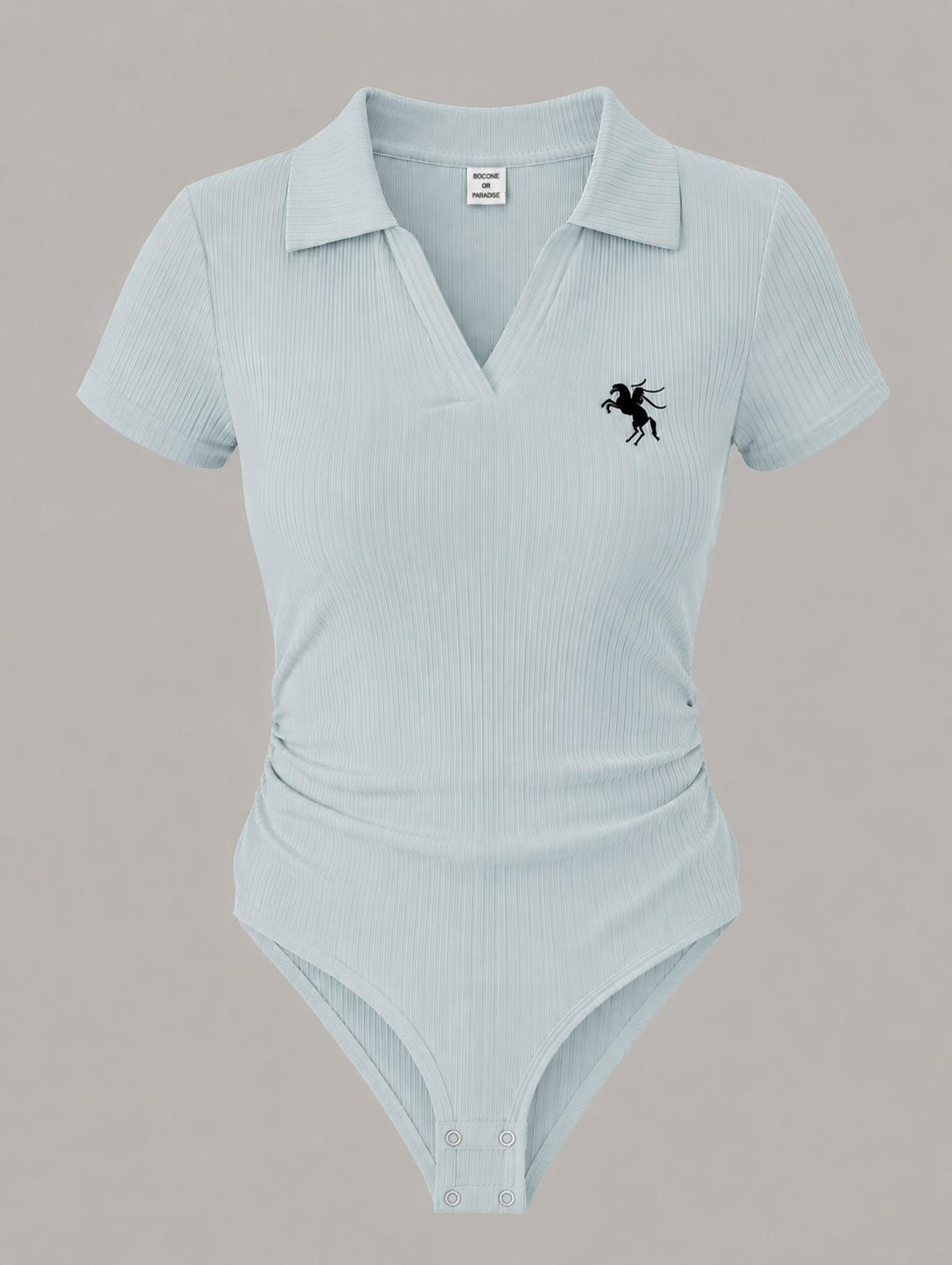 Bebe Mavi Polo Yaka Fitilli Likralı Premium Zıbın