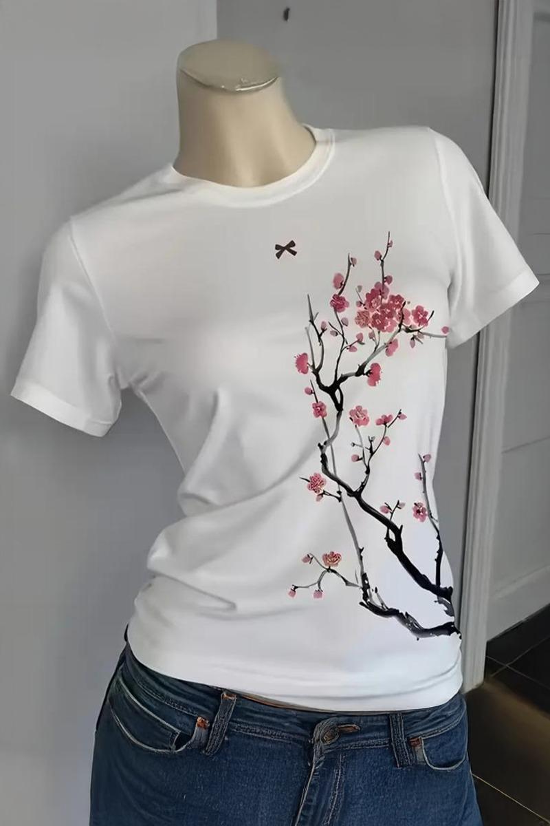 Beyaz Flower Aesthetic Crop T-shirt