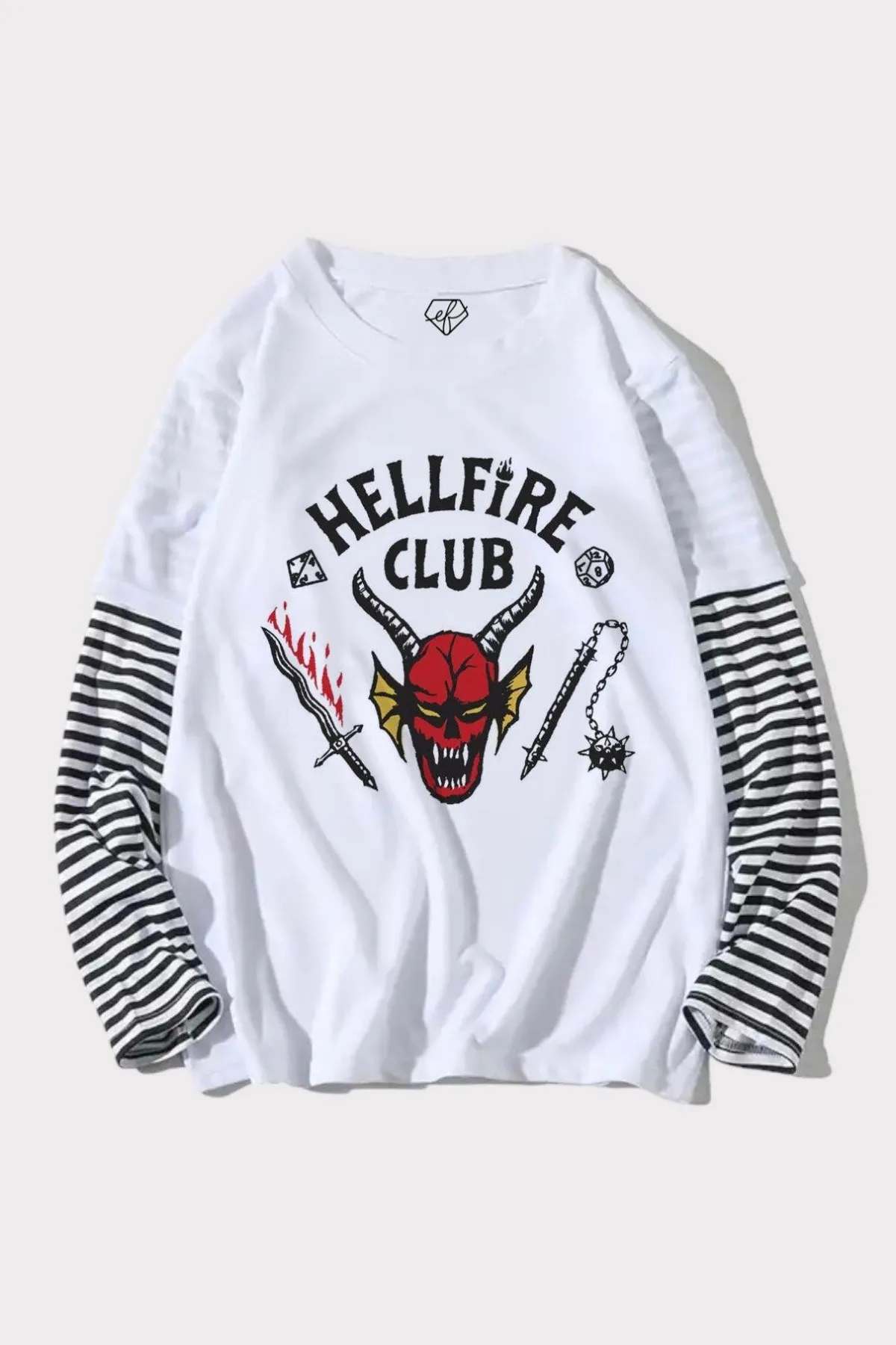 Beyaz Hellfire Club Birleşik T-Shirt
