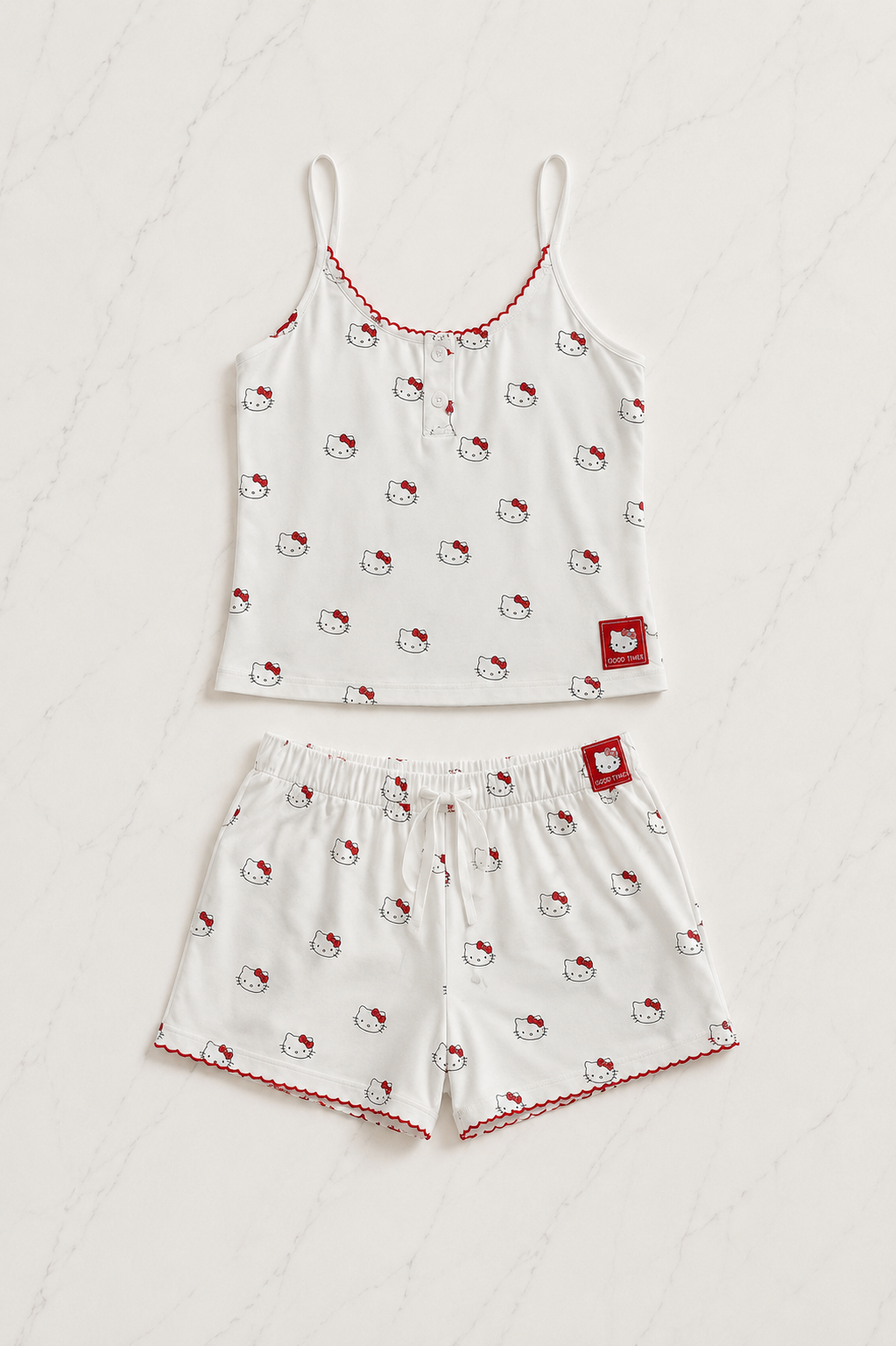 Beyaz Hello Kitty Aesthetic Red Alt Üst Takım