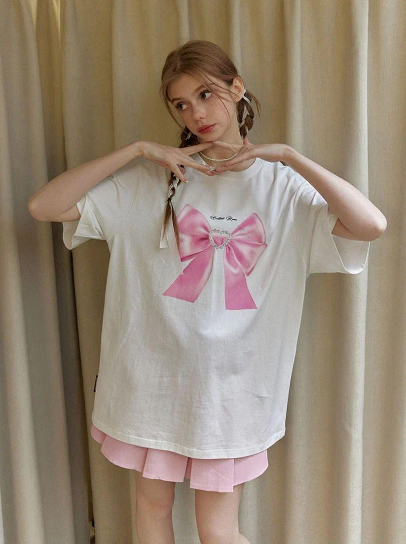 Beyaz Kurdele Detail Oversize Unisex T-shirt