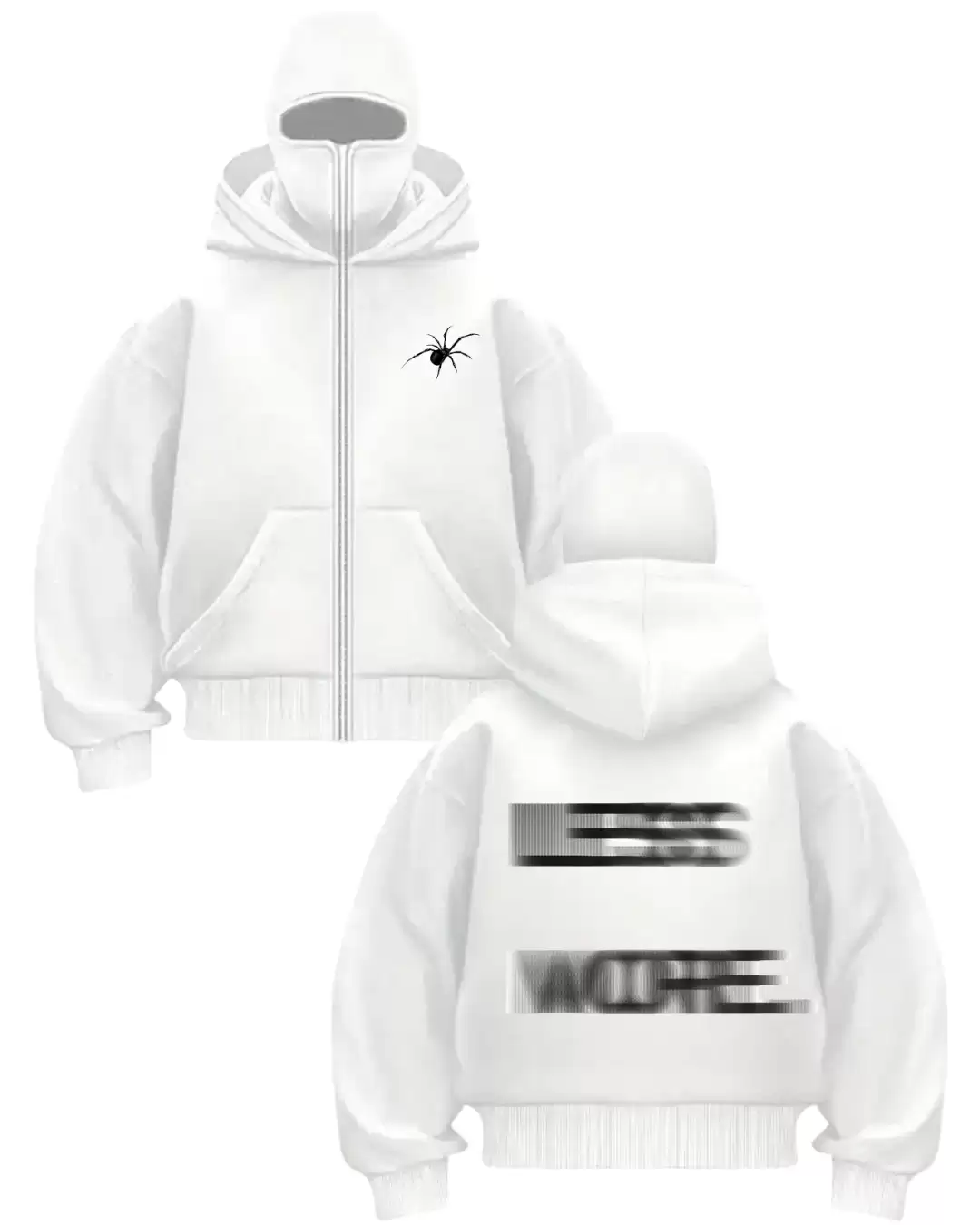 Beyaz Less is More Baskılı Kar Maskeli Unisex Sweatshirt Hırka