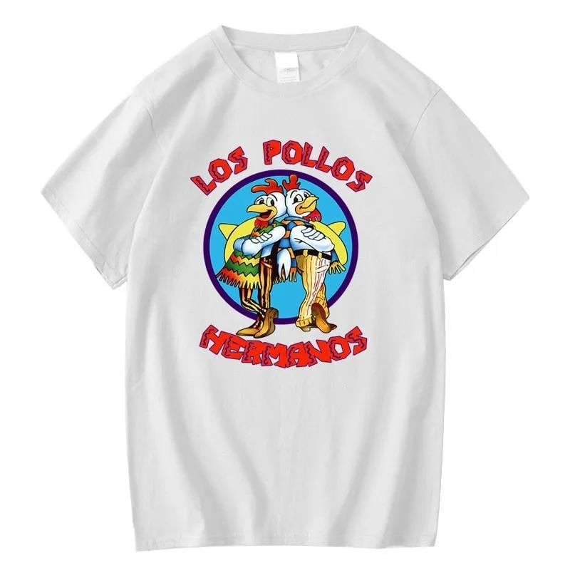 Beyaz Los Pollos Baskılı Unisex Oversize T-shirt