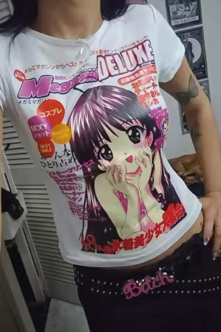 Beyaz Megami Deluxe Japanese Kısa Kollu Crop