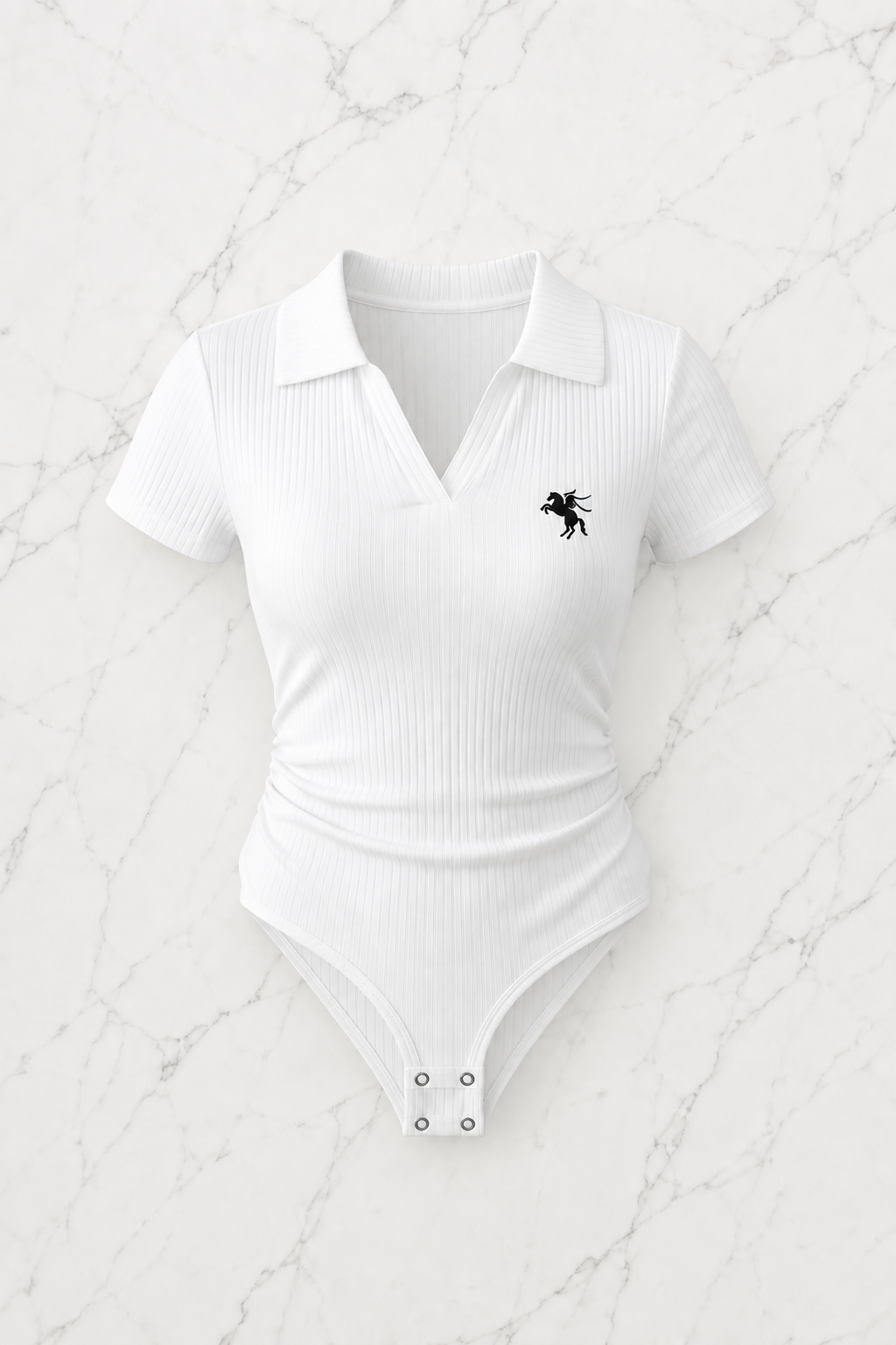 Beyaz Polo Yaka Fitilli Likralı Premium Zıbın